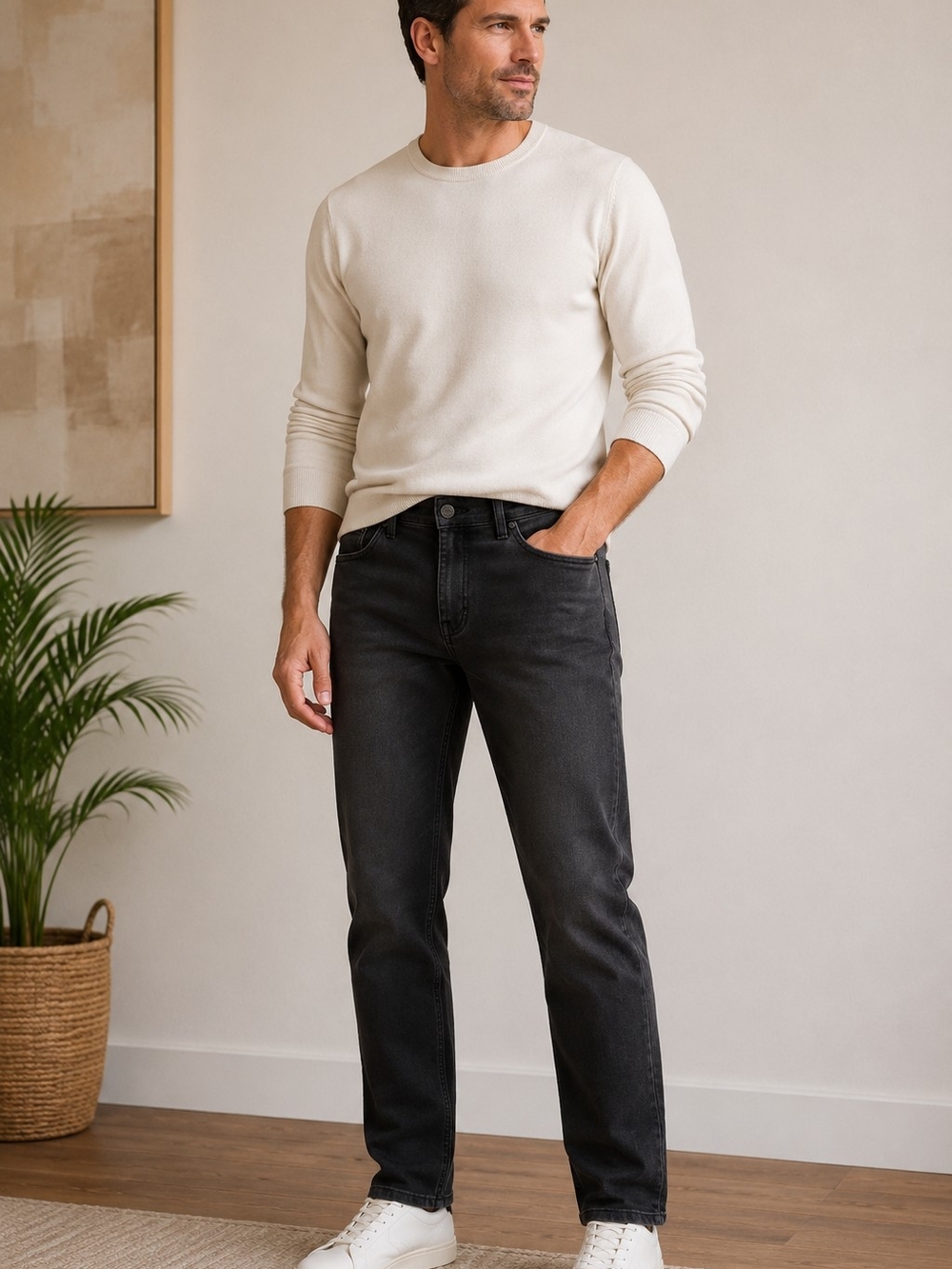 English Laundry Men's Straight Jeans in Washed Black Size 34/32